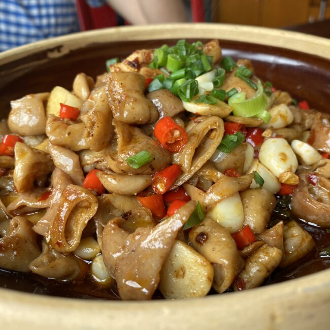 Spicy pork intestine soup